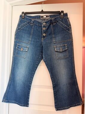 Rave R4R Jeans Junior Size 9 Y2K Cargo Flare Wide Leg Denim